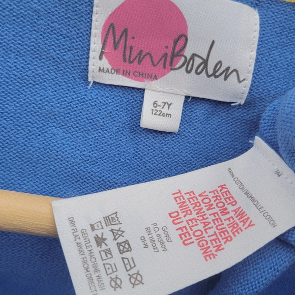 Mini Boden Girl's Solid Blue Button-up Ruffle Cardigan - size 6/7 - Picture 4 of 4